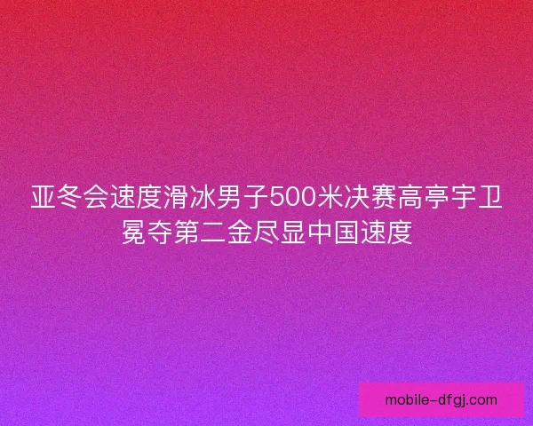 亚冬会速度滑冰男子500米决赛高亭宇卫冕夺第二金尽显中国速度 亚冬会速度滑冰男子500米决赛高亭宇卫冕夺第二金尽显中国速度